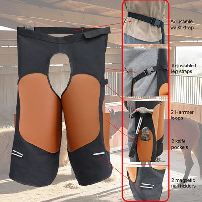 Farrier Apron with Side Pockets – Adjustable Horse Hoof Trimming & Horseshoe Repair Apron Chaps