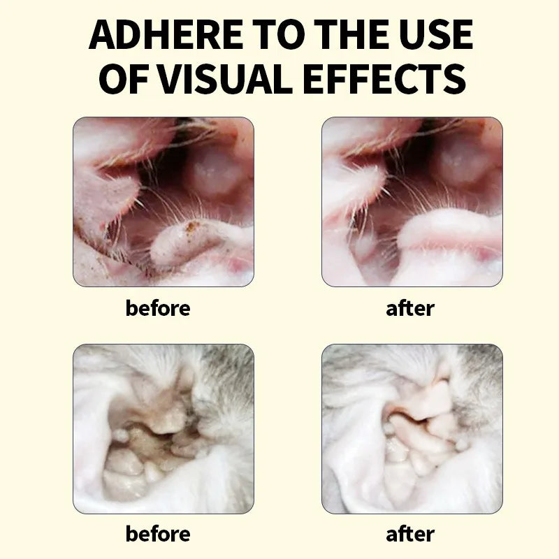Pet Ear Cleaning Solution, Ear Mite Care for Cats & Dogs, Gentle Ear Wash