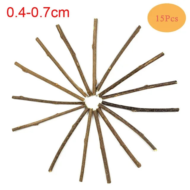 15-Pack Natural Matatabi (Silvervine) Cat Chew Sticks – Dental Cleaning & Teeth Care Catnip Toys