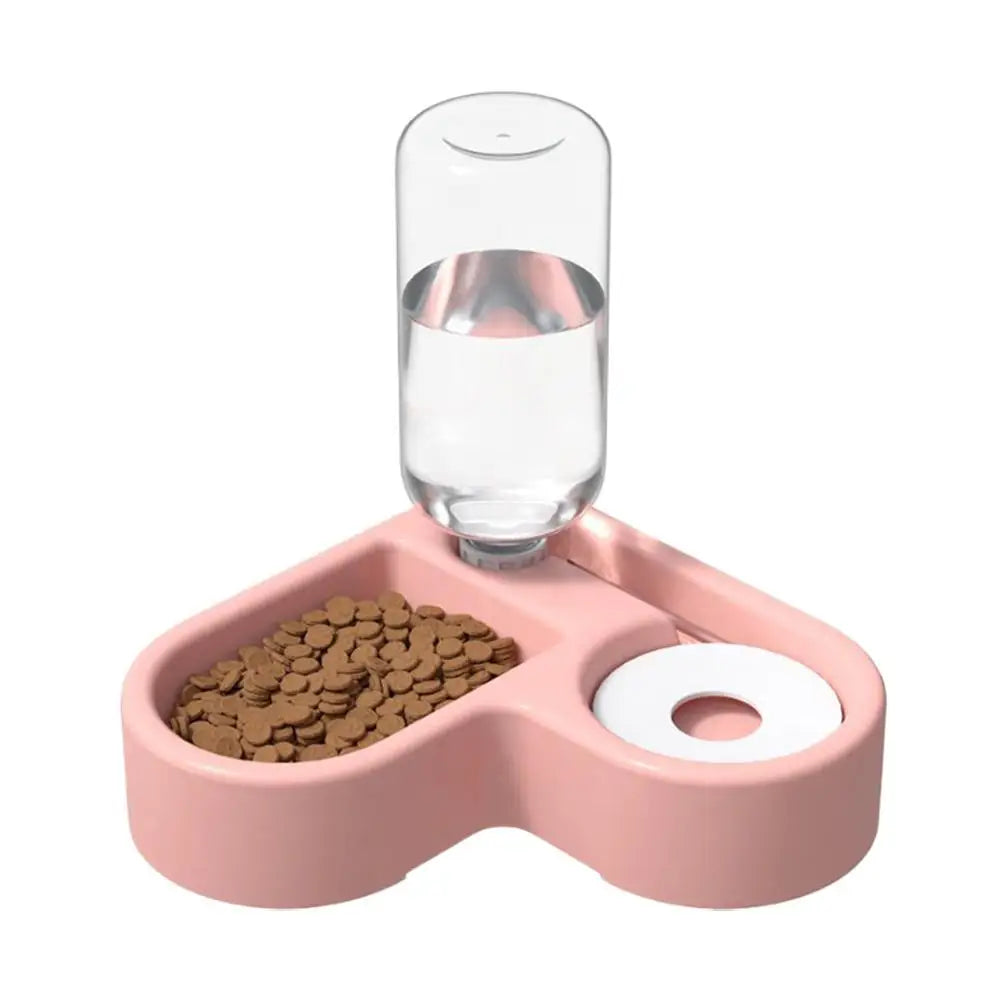 2-in-1 Automatic Pet Water Fountain & Double Bowl – Cat & Small Dog Feeding Station