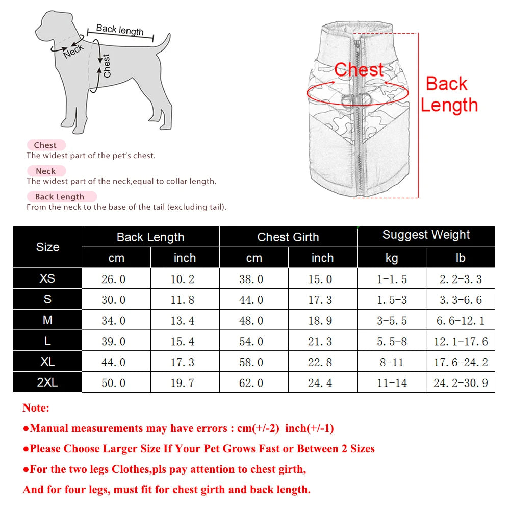 Waterproof Camouflage Dog Coat – Warm Winter Vest for Small & Medium Dogs, Pug & Yorkshire Terrier Jacket