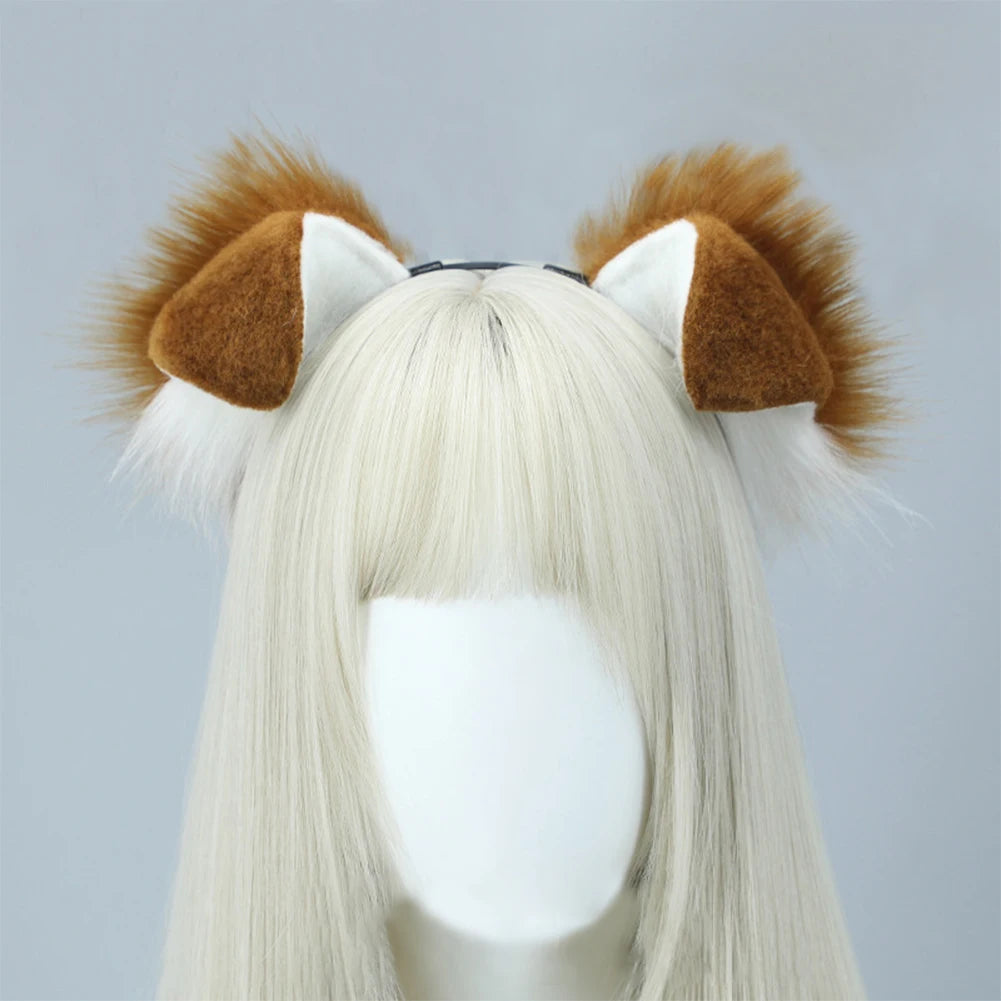 Halloween Dog Ear & Tail Costume Set, Plush Animal Cosplay Accessories