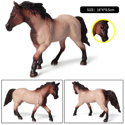 Oenux Realistic Horse Figurine, Forest Wild Steed Farm Animal Model, PVC Action Figure Toy, Haflinger and Ferghana Horse Collectible for Kids