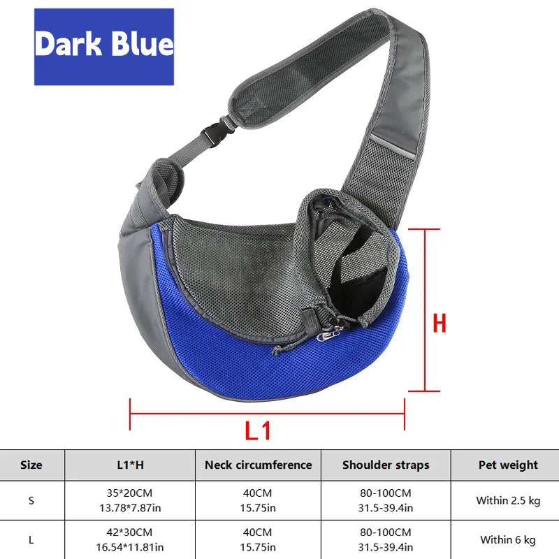 Dog Sling Carrier Backpack – Breathable Mesh Crossbody Travel Bag for Puppies & Cats