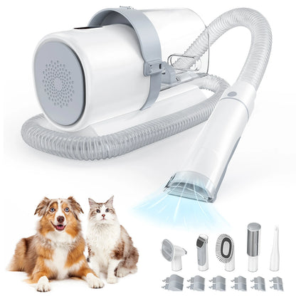 2.5L Pet Grooming Vacuum Kit, Cordless Low-Noise Clippers, 3 Suction Modes & 5 Tools