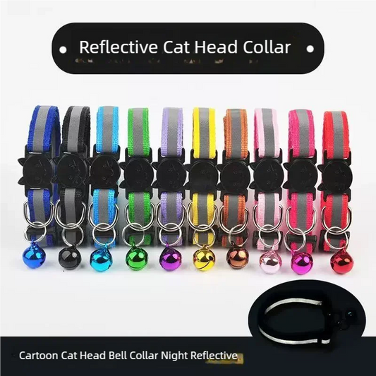 Reflective Adjustable Cat Collar with Bell – Safety Collar for Cats & Small Dogs