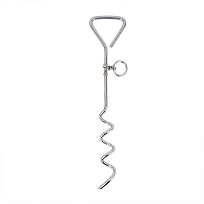 Stainless Steel Dog Tie-Out Stake – Ground Anchor Spike with Steel Cable Leash