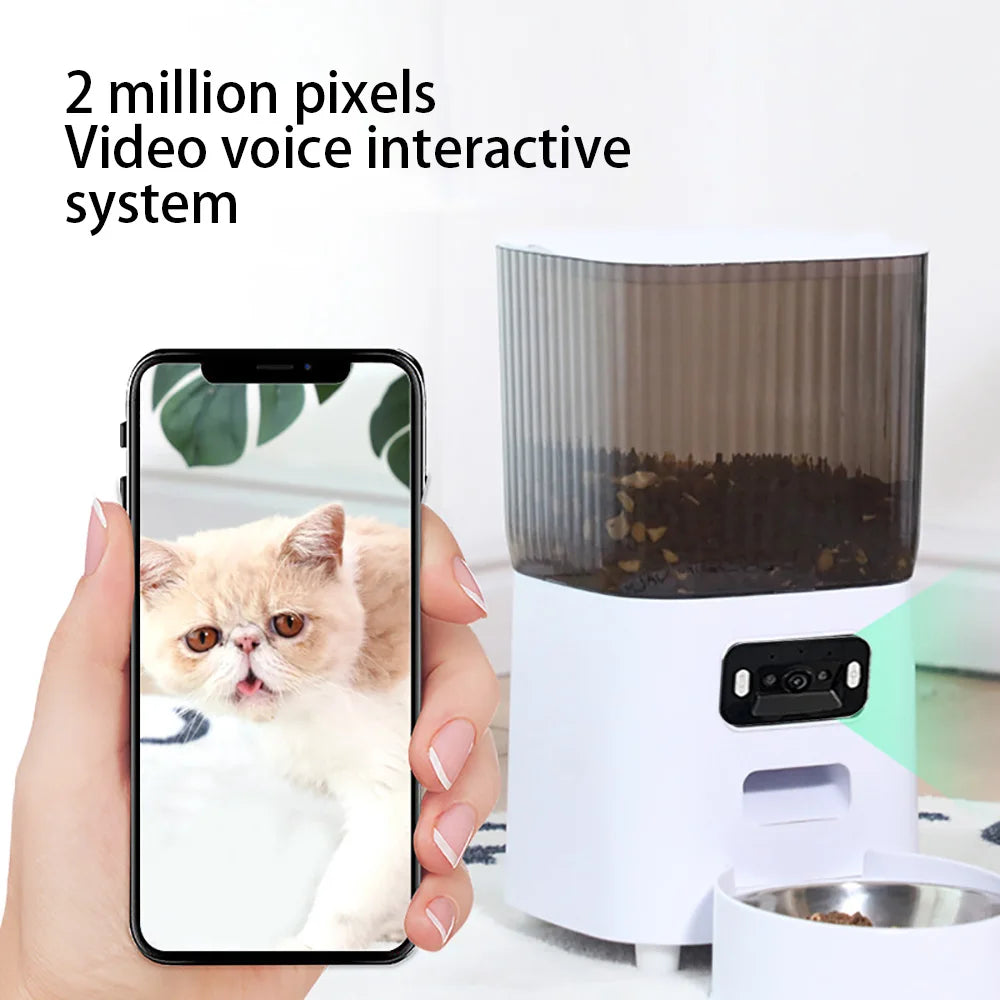 5L Smart Automatic Cat Feeder with Camera – Dual Bowl WiFi Pet Food Dispenser with Voice Recorder for Cats & Dogs