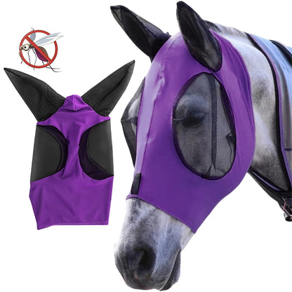 Stretchy Mesh Horse Fly Mask, Breathable Anti-Mosquito Ear Protection