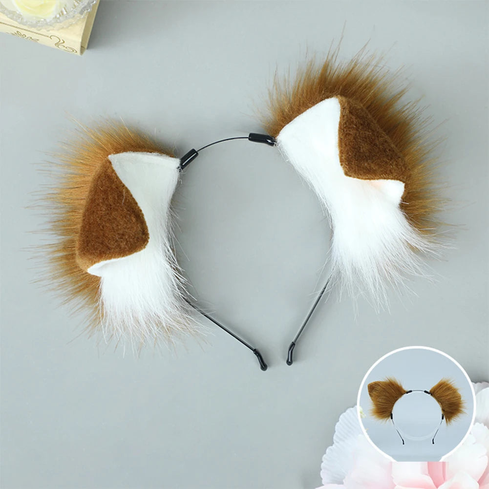 Halloween Dog Ear & Tail Costume Set, Plush Animal Cosplay Accessories