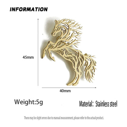 Horse Brooch, Stainless Steel Animal Lapel Pin with Tree Design, Fashion Suit and Clothing Badge, Handbag Accessory, Gift for Friends