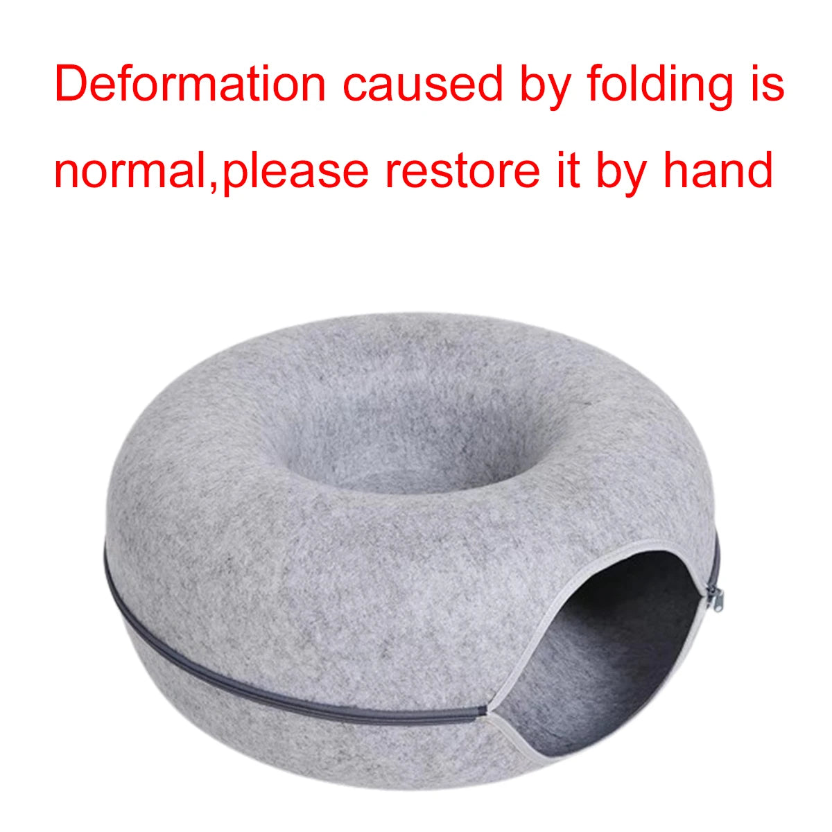 Round Cat Tunnel Bed, Felt Donut Nest & Scratcher for Kittens