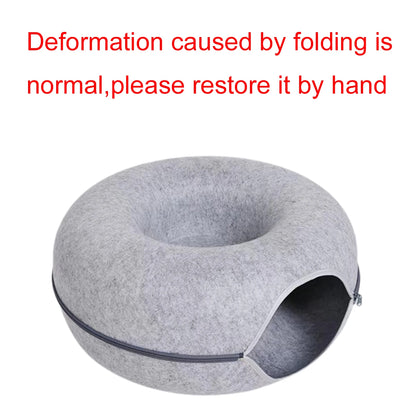Round Cat Tunnel Bed, Felt Donut Nest & Scratcher for Kittens