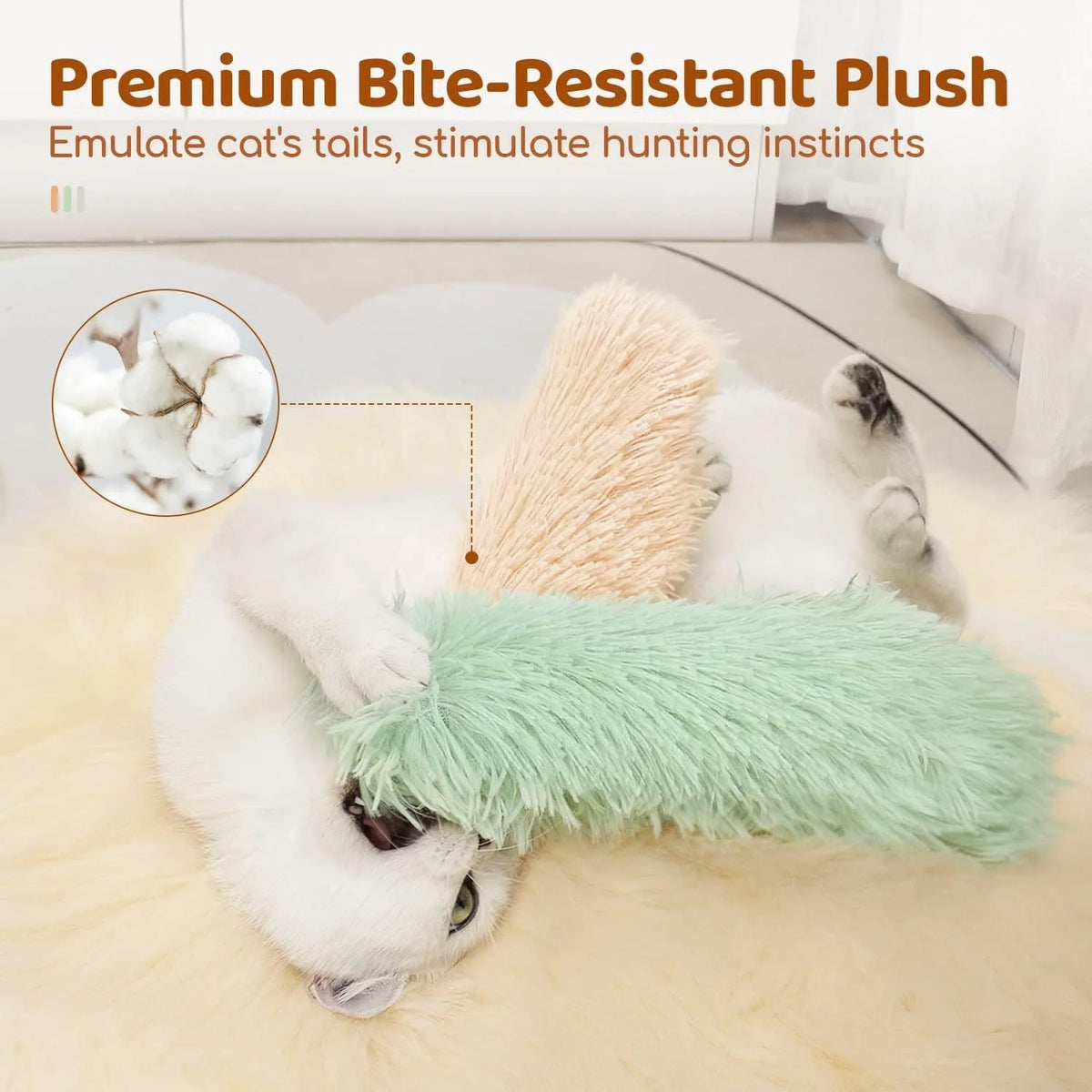 Catnip Plush Cat Chew Toy – Interactive Bite Strip Pillow Teaser for Cats (MWJ07)