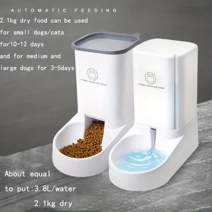 Automatic Pet Feeder & Water Dispenser Set – Large Capacity Gravity Bowls for Dogs & Cats