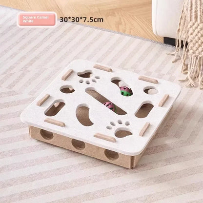 Cat Puzzle Toy Felt Box – Interactive Indoor Hunting & Exercise Toy with Ball for Cats