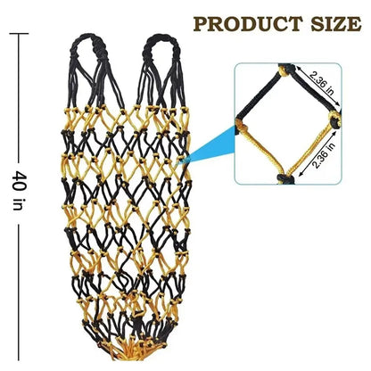 2-Piece Horse Slow-Feed Hay Net, 40-Inch Large-Capacity Hanging Hay Feeder Bag, Polyester Hay Bag for Horses, Equestrian Stable Accessory