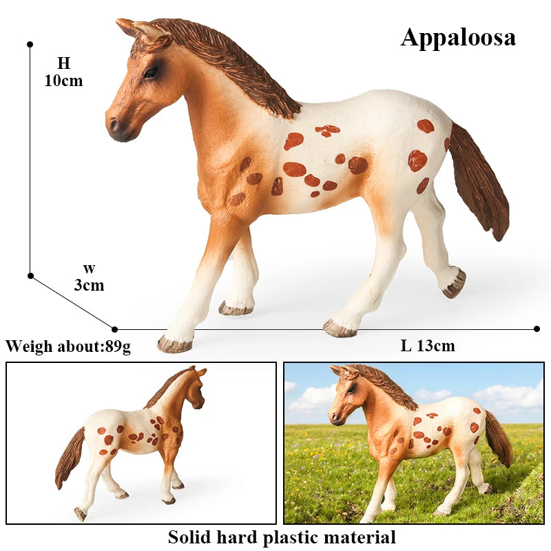Oenux Realistic Horse Figurine, Forest Wild Steed Farm Animal Model, PVC Action Figure Toy, Haflinger and Ferghana Horse Collectible for Kids