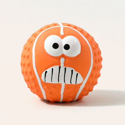 Smiley Face Latex Squeaky Toy - Pet Chew Ball for Dogs, Helps with Teeth Cleaning & Grinding, Durable Latex Material,