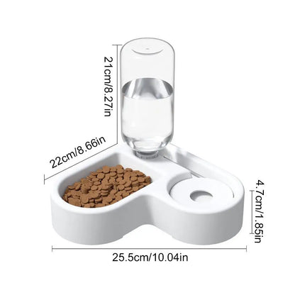 2-in-1 Automatic Pet Water Fountain & Double Bowl – Cat & Small Dog Feeding Station