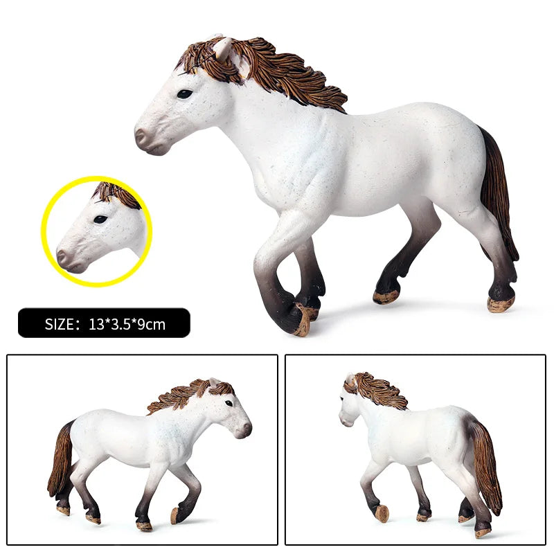 Oenux Realistic Horse Figurine, Forest Wild Steed Farm Animal Model, PVC Action Figure Toy, Haflinger and Ferghana Horse Collectible for Kids