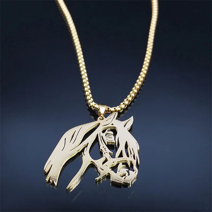 Horse Head Pendant Necklace – Stainless Steel Animal Jewelry for Women & Men (N2026)