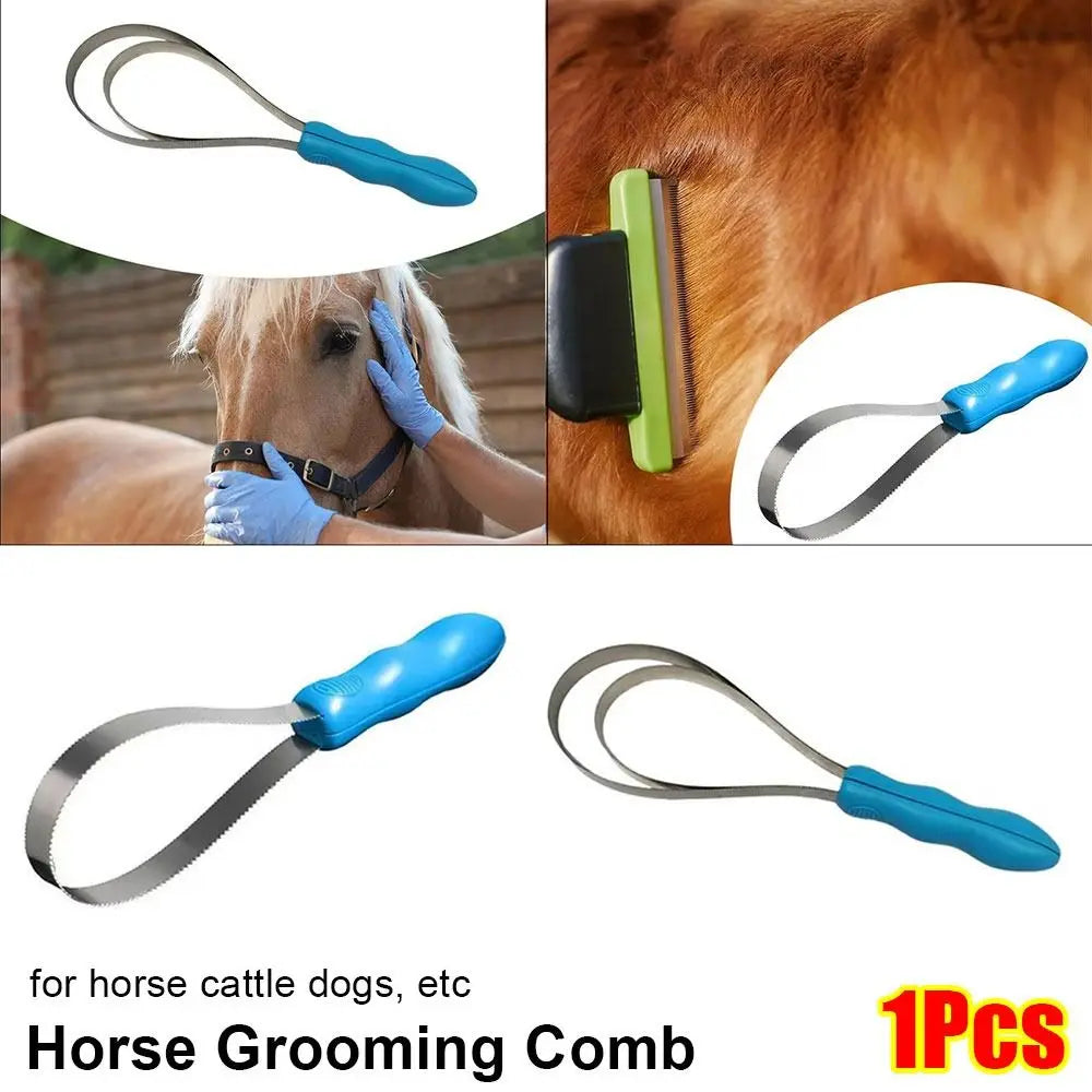 Horse Grooming Comb, Non-Slip Deshedding Brush for Horses, Dogs & Cattle