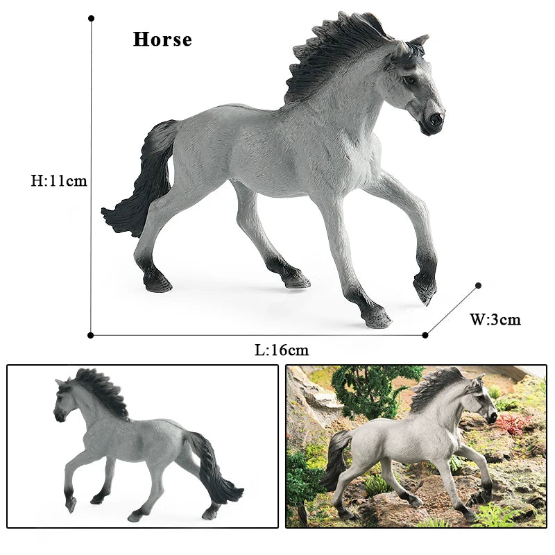 Oenux Realistic Horse Figurine, Forest Wild Steed Farm Animal Model, PVC Action Figure Toy, Haflinger and Ferghana Horse Collectible for Kids