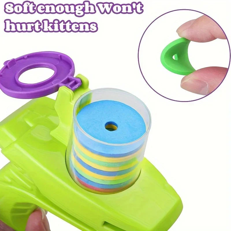 Pet Toy Launcher with Colorful Flying Discs – Interactive Chase Toy for Dogs, Cats & Kittens (Indoor & Outdoor)