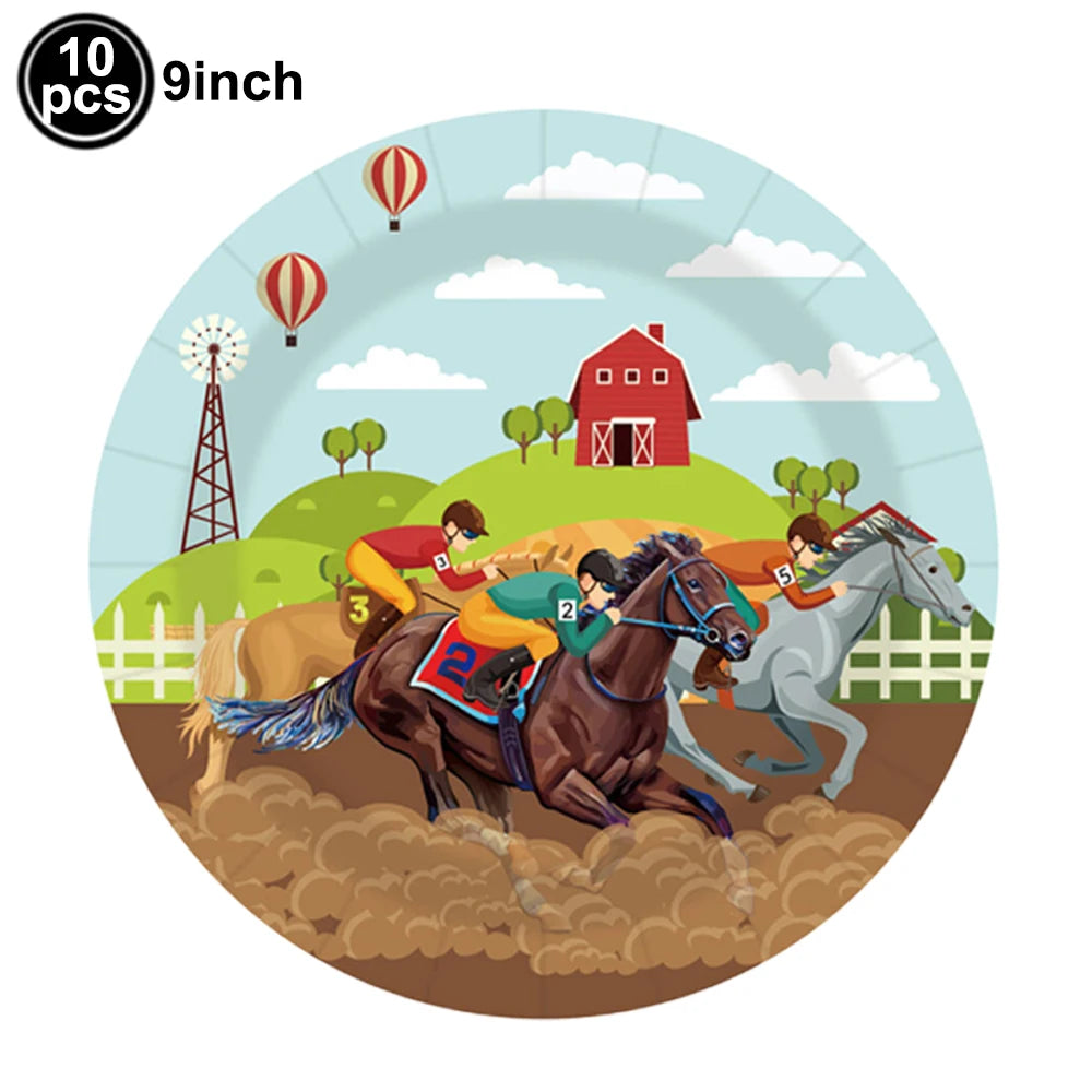 Horse Balloon Set, 30-Inch Horse-Shaped Balloons, 40-Inch Number Balloon and Star Balloons, Horse Racing-Themed Birthday Party Decorations