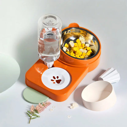 Pet Water & Food Bowl Set – Double Anti-Spill Dog/Cat Feeder with Non-Slip Base