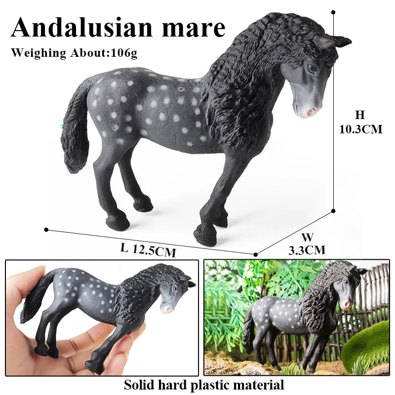 Oenux Realistic Horse Figurine, Forest Wild Steed Farm Animal Model, PVC Action Figure Toy, Haflinger and Ferghana Horse Collectible for Kids