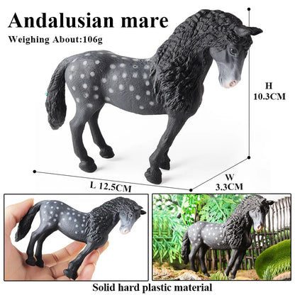 Oenux Realistic Horse Figurine, Forest Wild Steed Farm Animal Model, PVC Action Figure Toy, Haflinger and Ferghana Horse Collectible for Kids
