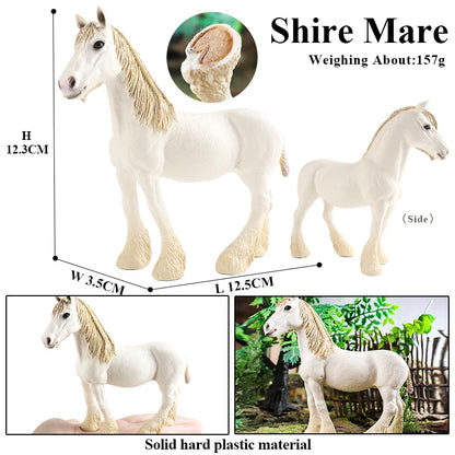 Oenux Realistic Horse Figurine, Forest Wild Steed Farm Animal Model, PVC Action Figure Toy, Haflinger and Ferghana Horse Collectible for Kids
