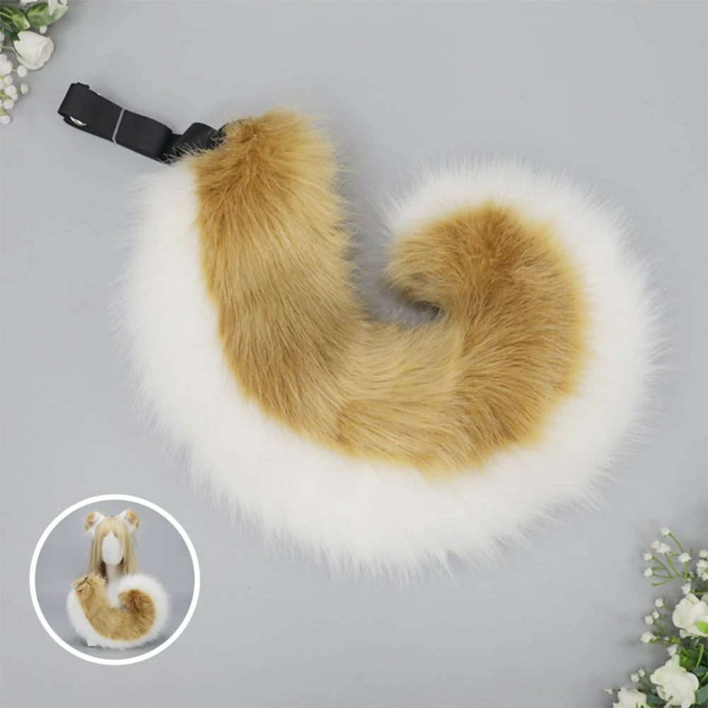 Halloween Dog Ear & Tail Costume Set, Plush Animal Cosplay Accessories