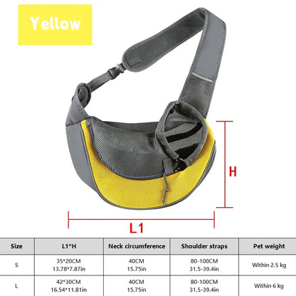 Dog & Cat Sling Carrier, Breathable Mesh Crossbody Backpack for Hiking & Travel