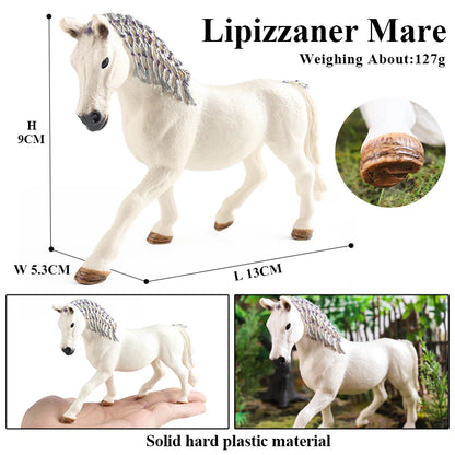 Oenux Realistic Horse Figurine, Forest Wild Steed Farm Animal Model, PVC Action Figure Toy, Haflinger and Ferghana Horse Collectible for Kids