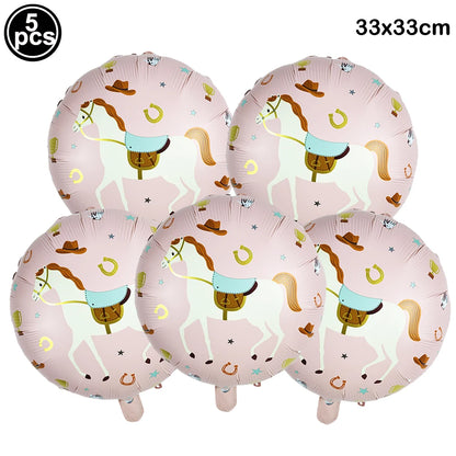 Horse Balloon Set, 30-Inch Horse-Shaped Balloons, 40-Inch Number Balloon and Star Balloons, Horse Racing-Themed Birthday Party Decorations