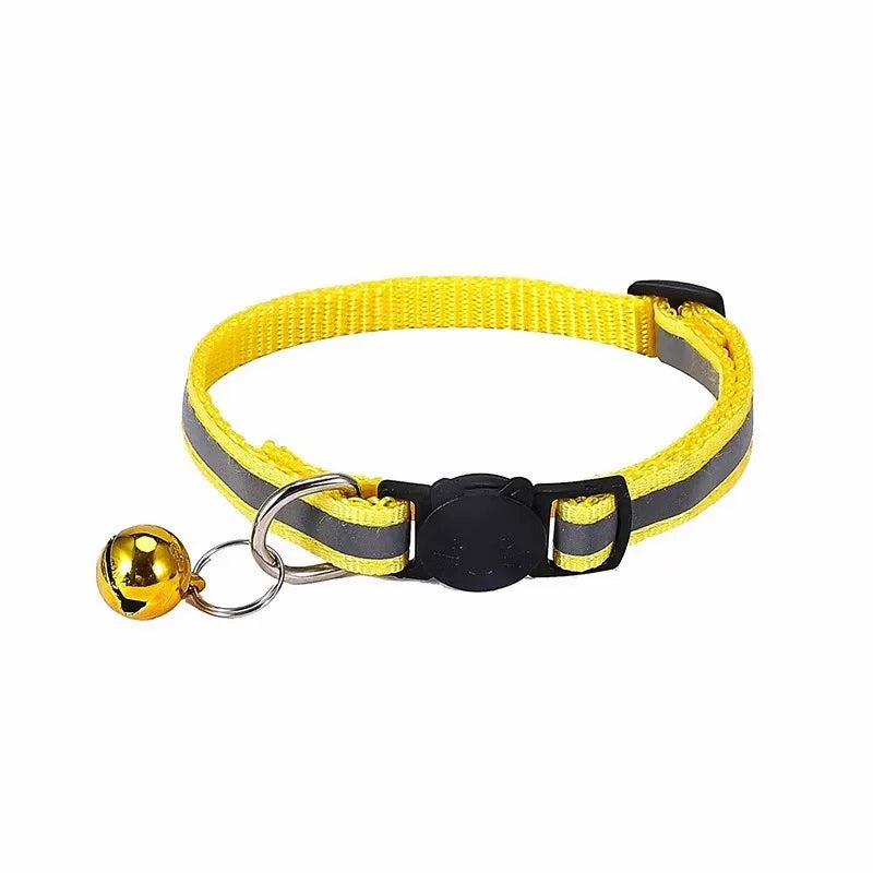 Reflective Adjustable Cat Collar with Bell – Safety Collar for Cats & Small Dogs