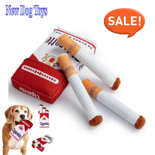 Squeaky Plush Dog Toy, Cigarette Design Interactive Chew Toy