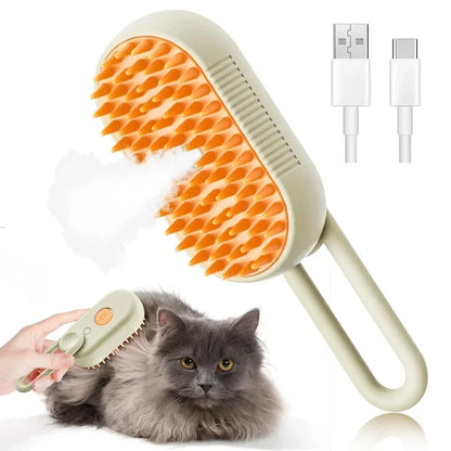 3-in-1 Steam Pet Grooming Brush – Spray Massage Comb for Detangling & Hair Removal (Cats & Dogs)