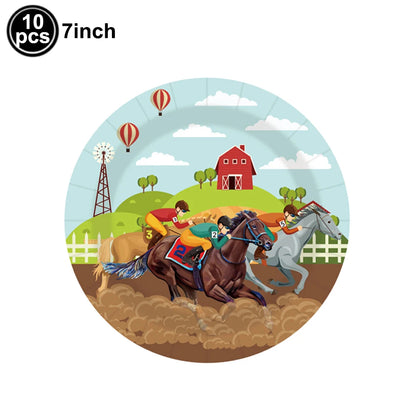 Horse Balloon Set, 30-Inch Horse-Shaped Balloons, 40-Inch Number Balloon and Star Balloons, Horse Racing-Themed Birthday Party Decorations