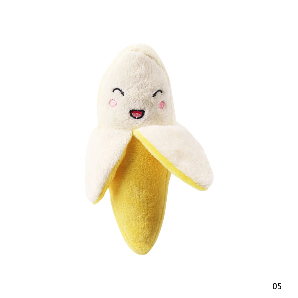 Cute Plush Squeaky Dog Toy, Cartoon Fruit Animal Chew Toy, Interactive Puzzle Toy for Dogs and Cats