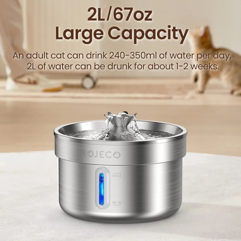 Stainless Steel Automatic Pet Water Fountain, Smart Cat & Dog Drinking Dispenser