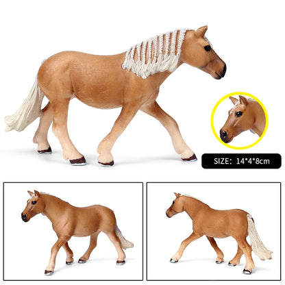 Oenux Realistic Horse Figurine, Forest Wild Steed Farm Animal Model, PVC Action Figure Toy, Haflinger and Ferghana Horse Collectible for Kids