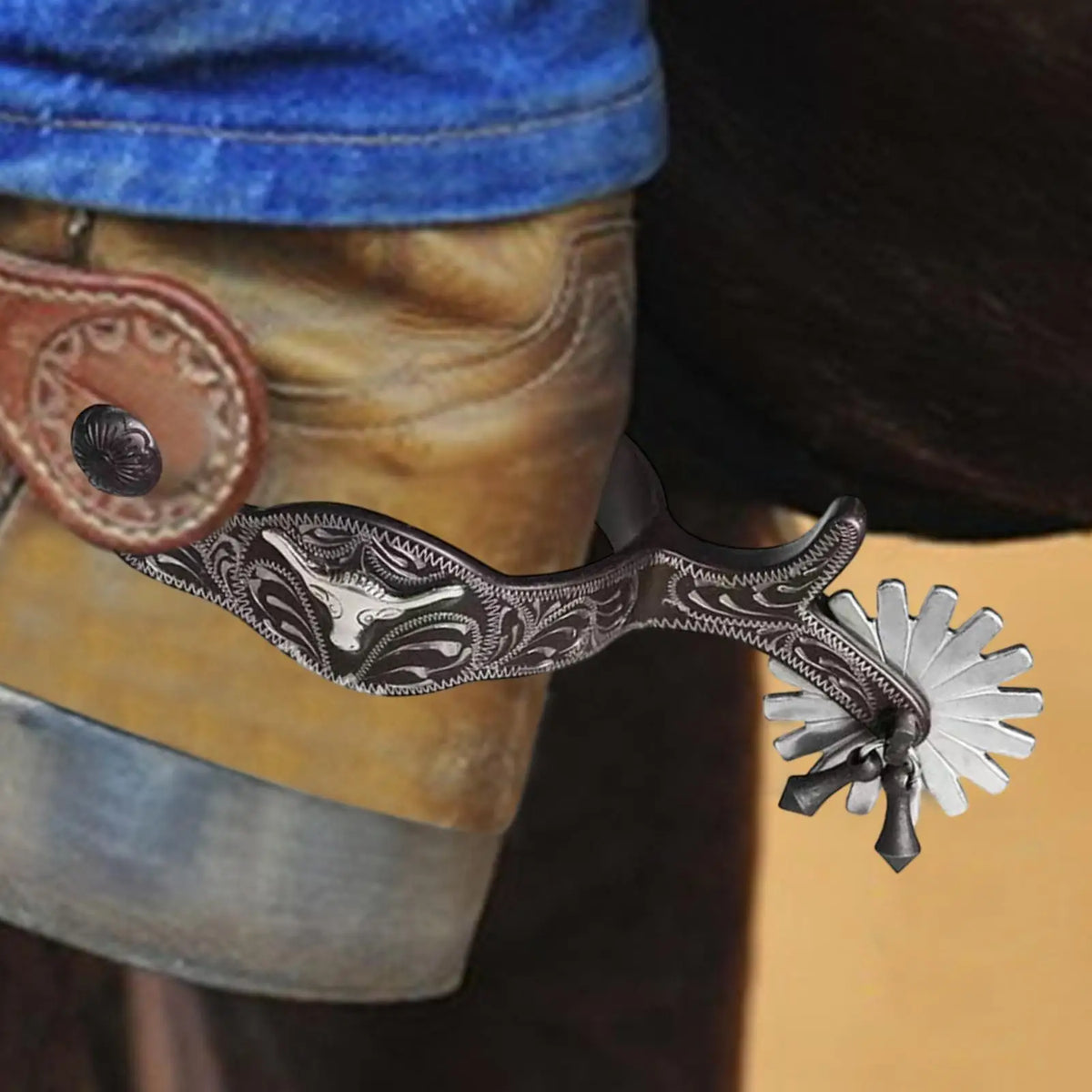 Western Horse Spurs – Classic Wheel Rowel Equestrian Riding Boot Spurs (1 Pair)