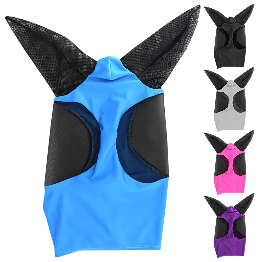 Stretchy Mesh Horse Fly Mask, Breathable Anti-Mosquito Ear Protection