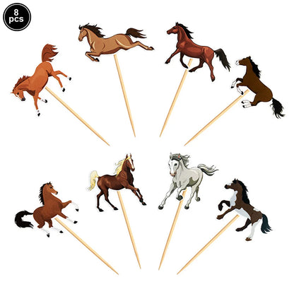 Horse Balloon Set, 30-Inch Horse-Shaped Balloons, 40-Inch Number Balloon and Star Balloons, Horse Racing-Themed Birthday Party Decorations