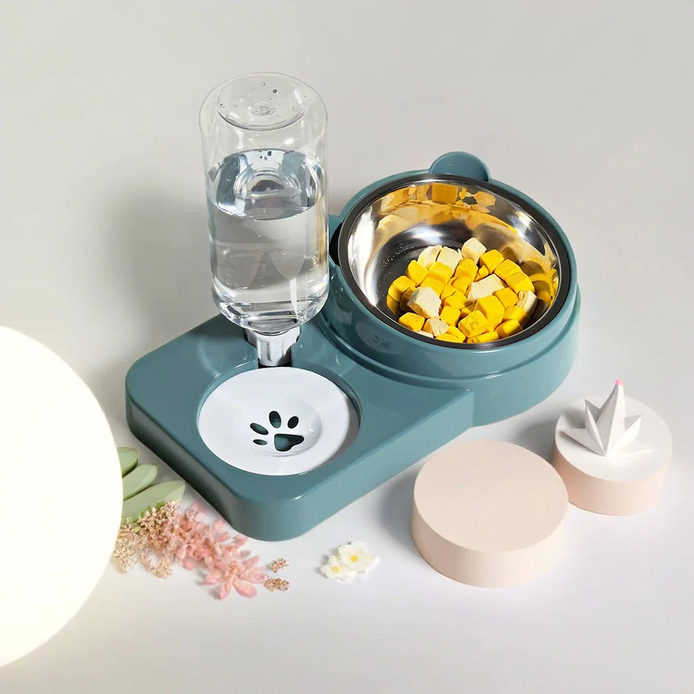 Pet Water & Food Bowl Set – Double Anti-Spill Dog/Cat Feeder with Non-Slip Base