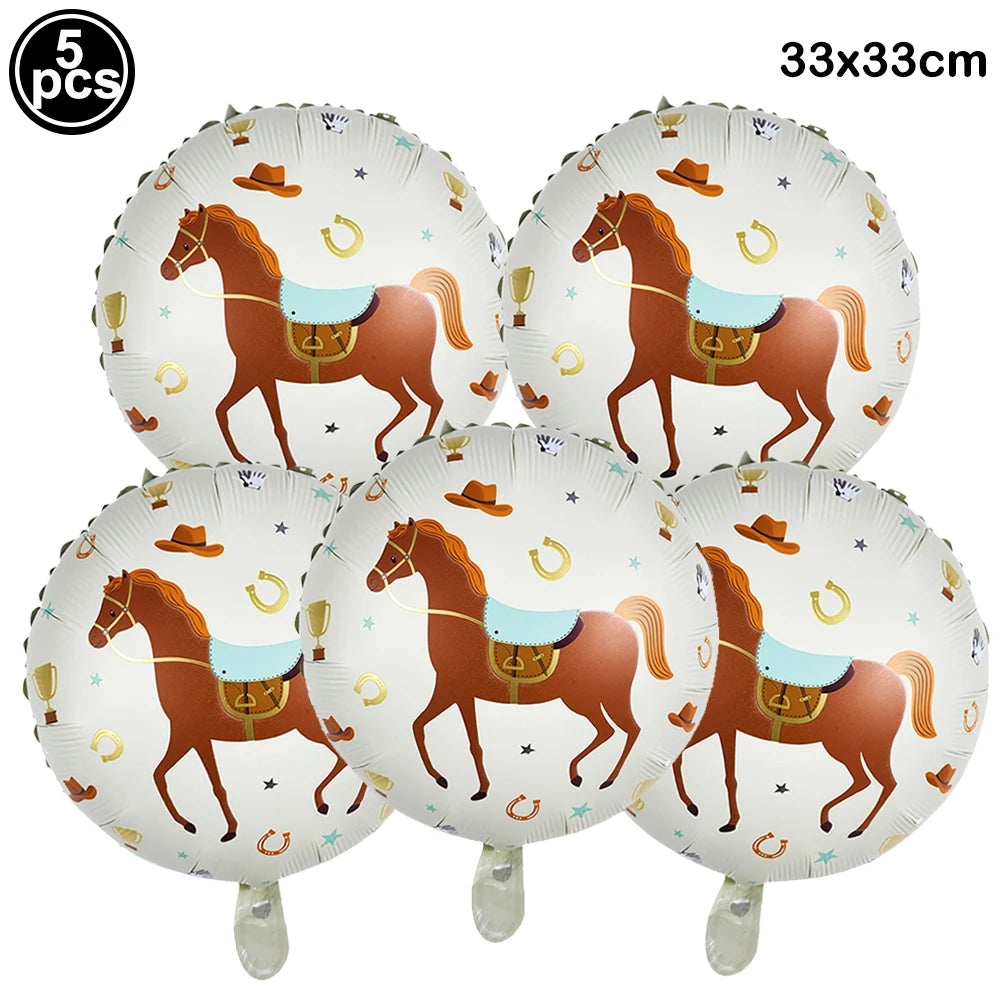 Horse Balloon Set, 30-Inch Horse-Shaped Balloons, 40-Inch Number Balloon and Star Balloons, Horse Racing-Themed Birthday Party Decorations